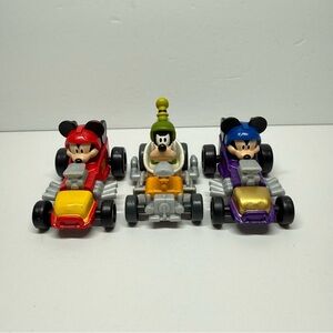 Disney Lot of 3 Roadster Racers Goofy Mickey Mouse Hot Rod Die-cast Mattel 2016